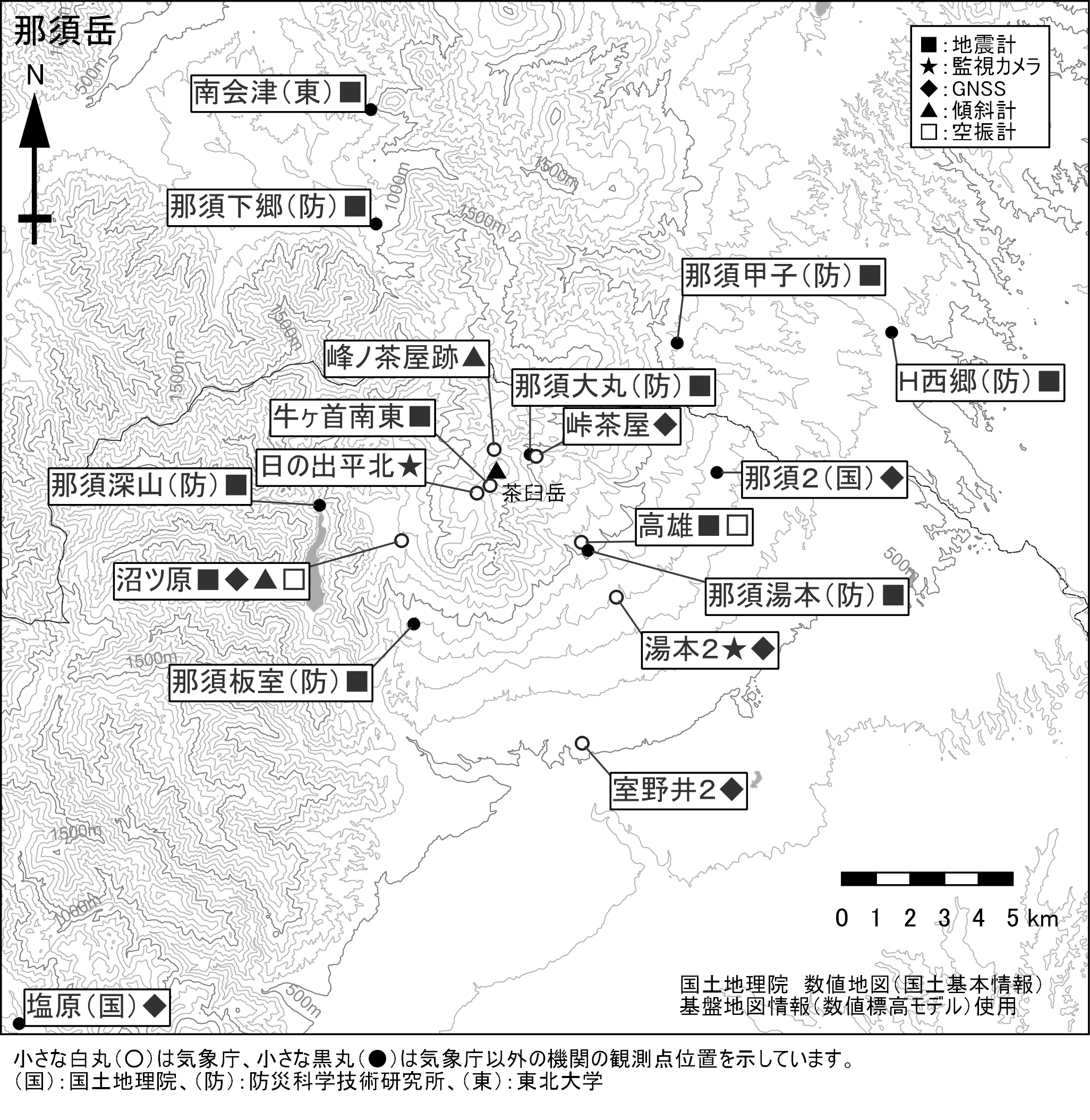 那須岳 観測点配置図