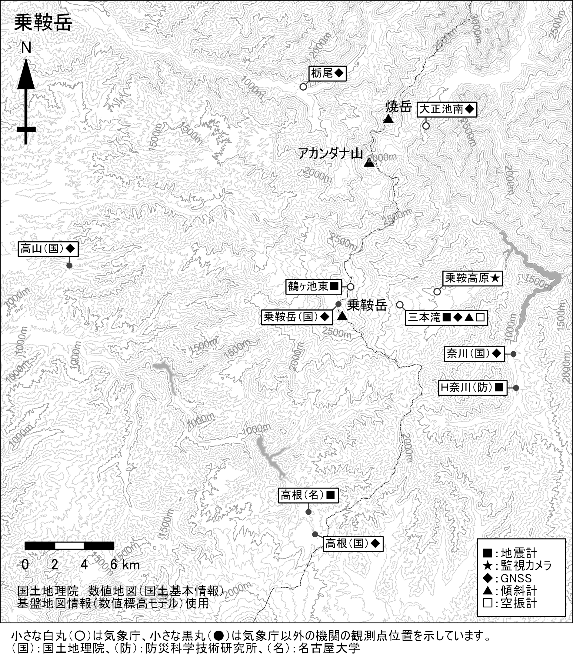 乗鞍岳 観測点配置