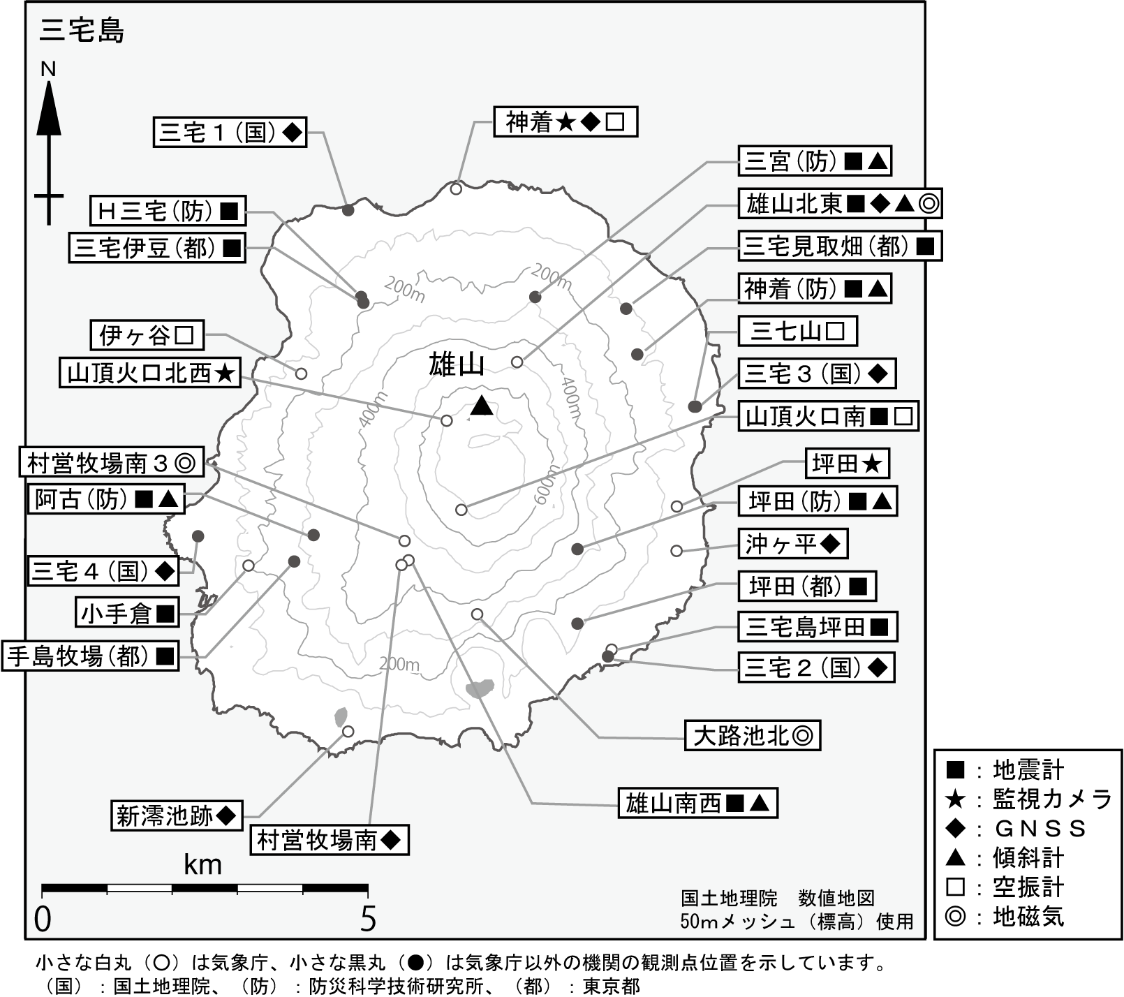 三宅島 観測点配置図