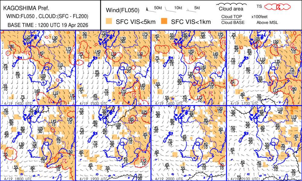 鹿児島エリアのSIGWXチャート
