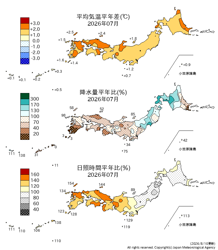 気温・降水量・日照時間分布図