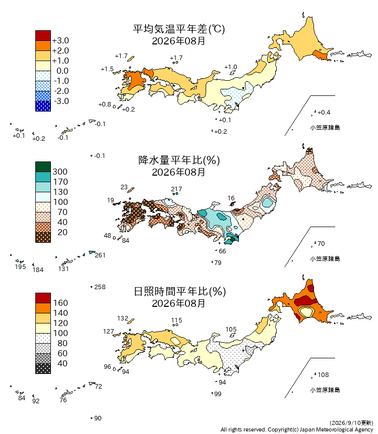 気温・降水量・日照時間分布図