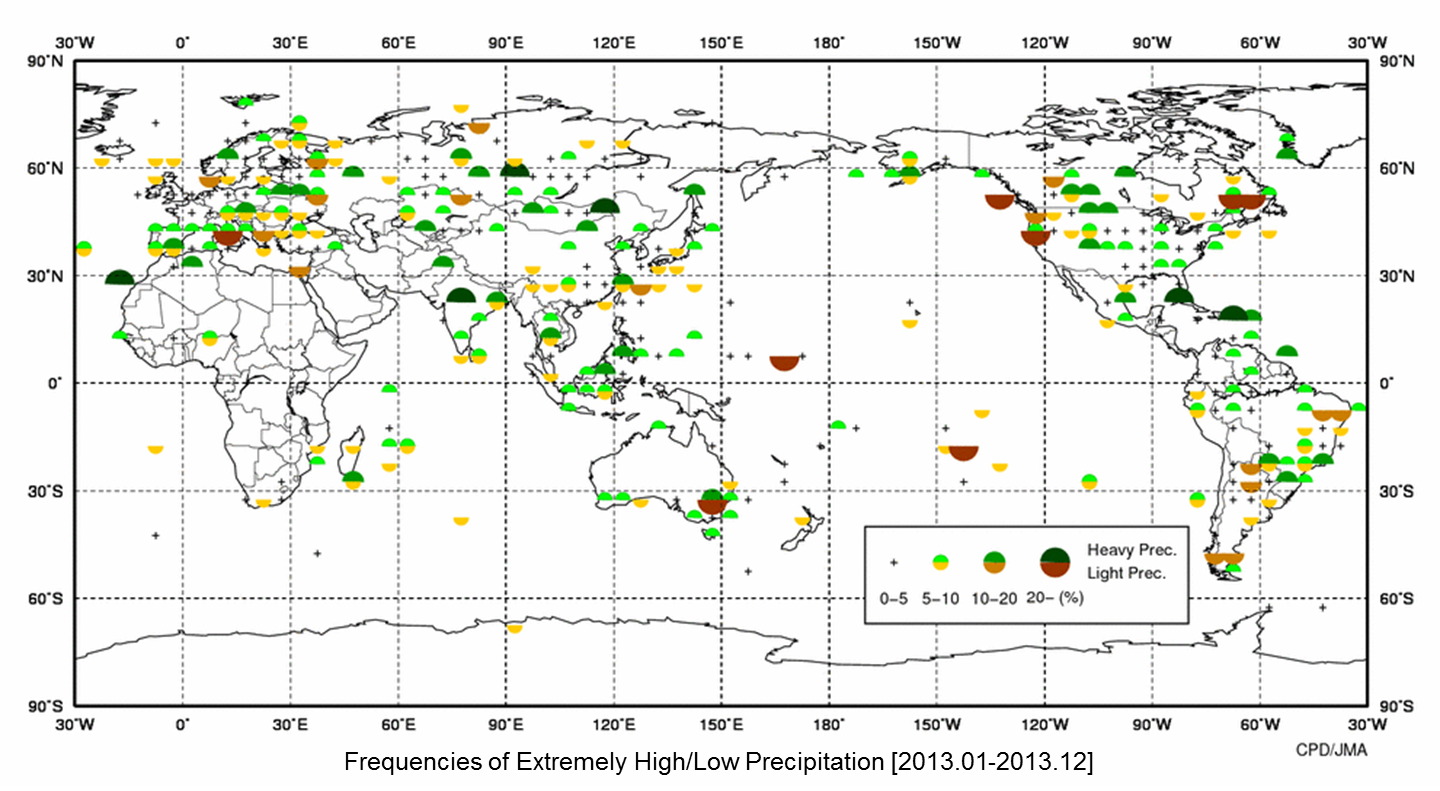 異常多雨・異常少雨出現頻度分布図
