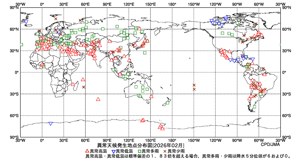 異常天候地点図の図