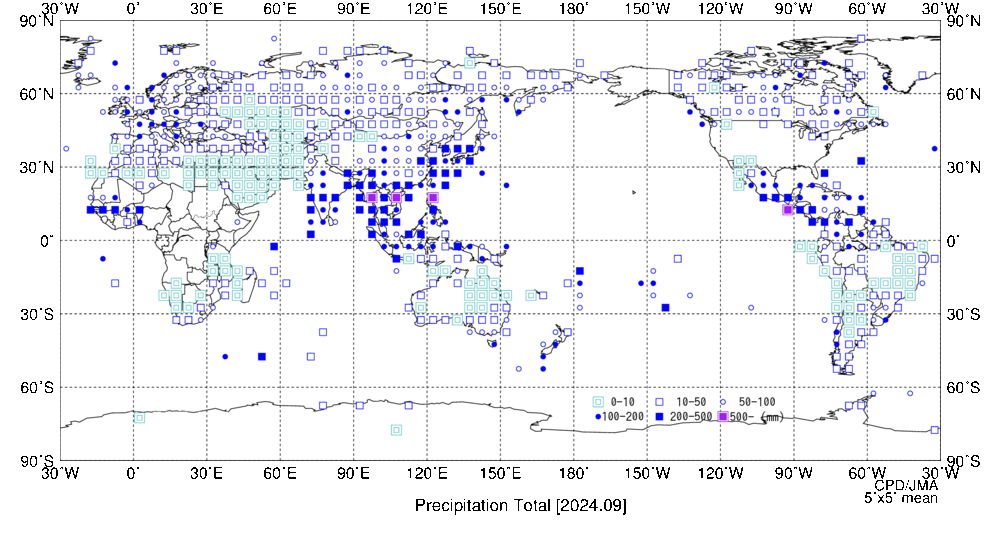 月降水量階級分布図の図