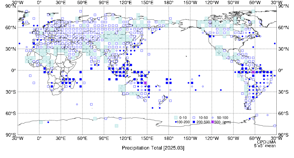 月降水量階級分布図の図