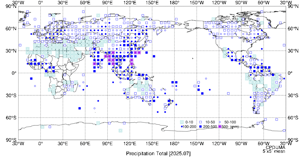 月降水量階級分布図の図