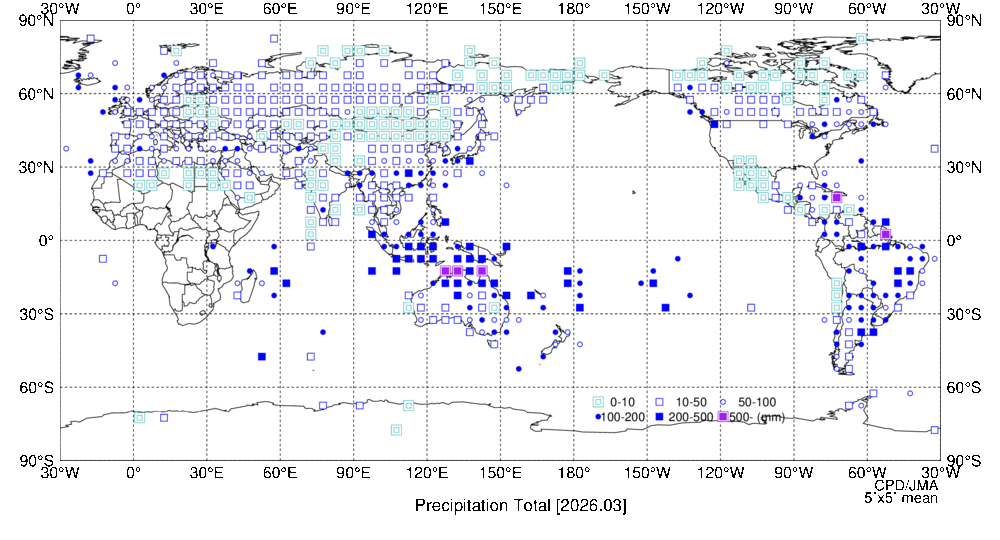 月降水量階級分布図の図