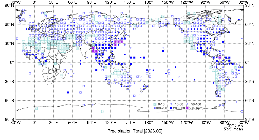 月降水量階級分布図の図