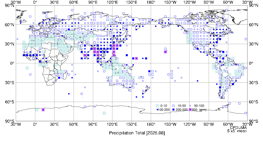 月降水量階級分布図の図