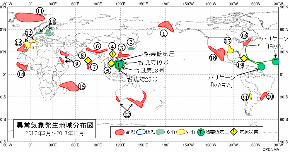 異常気象分布図