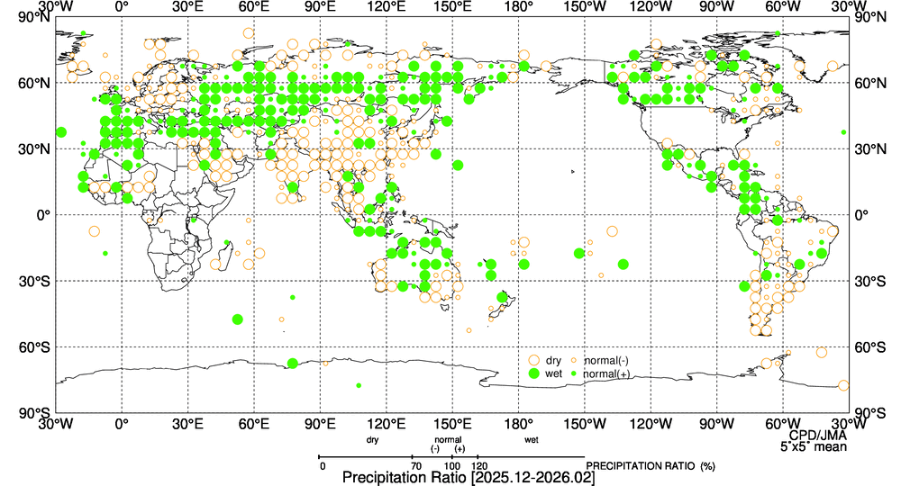３か月降水量平年比階級分布図