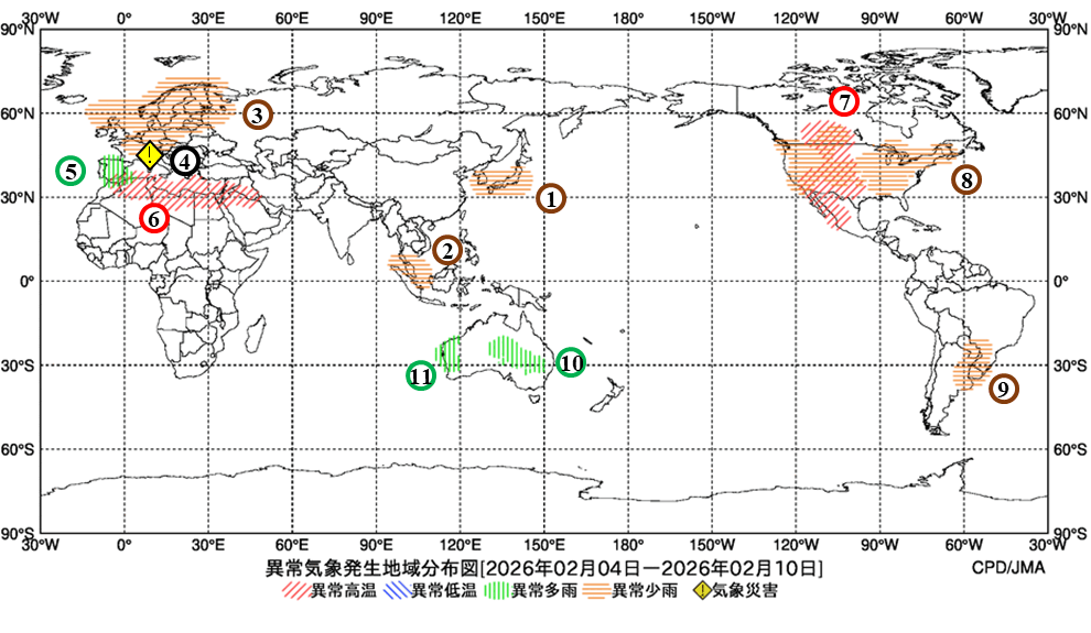 異常気象現象分布図
