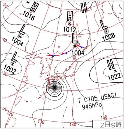 2007年8月2日9時 地上天気図