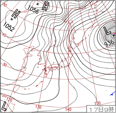2011年1月17日9時　地上天気図