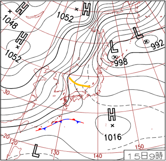 2011年1月15日9時　地上天気図