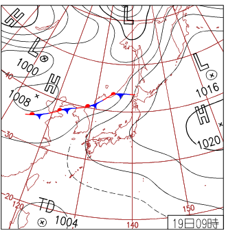 2012年8月19日の地上天気図