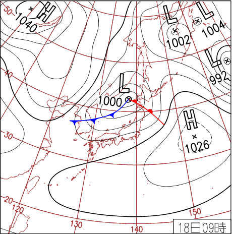 2014年3月18日9時の天気図