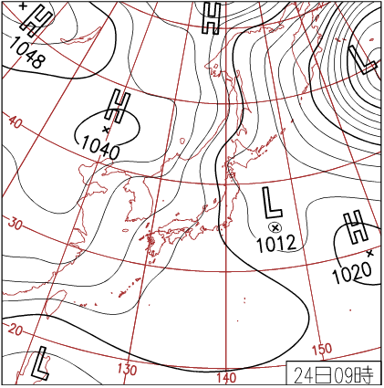 2013年12月24日9時の天気図