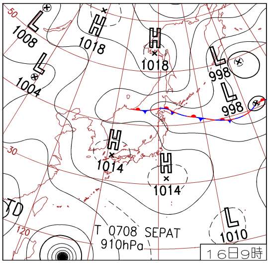 2007年8月16日の天気図
