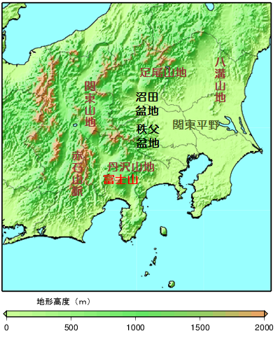 関東甲信地方の地図