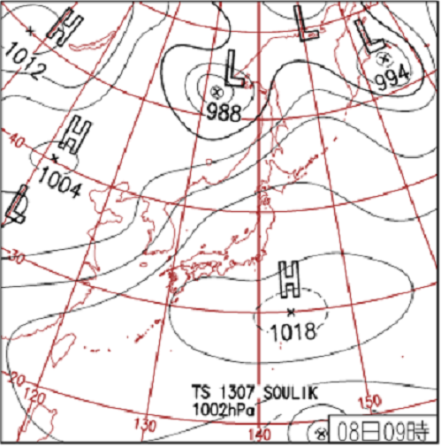 2013年7月8日9時の天気図