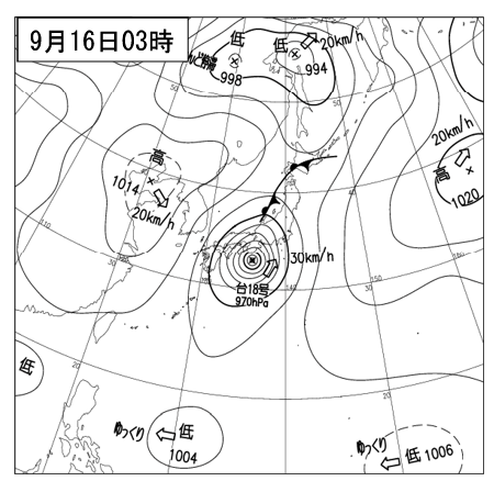 2013年9月16日3時の天気図