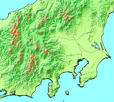 関東甲信地方地形図