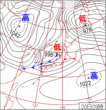 春一番の天気図