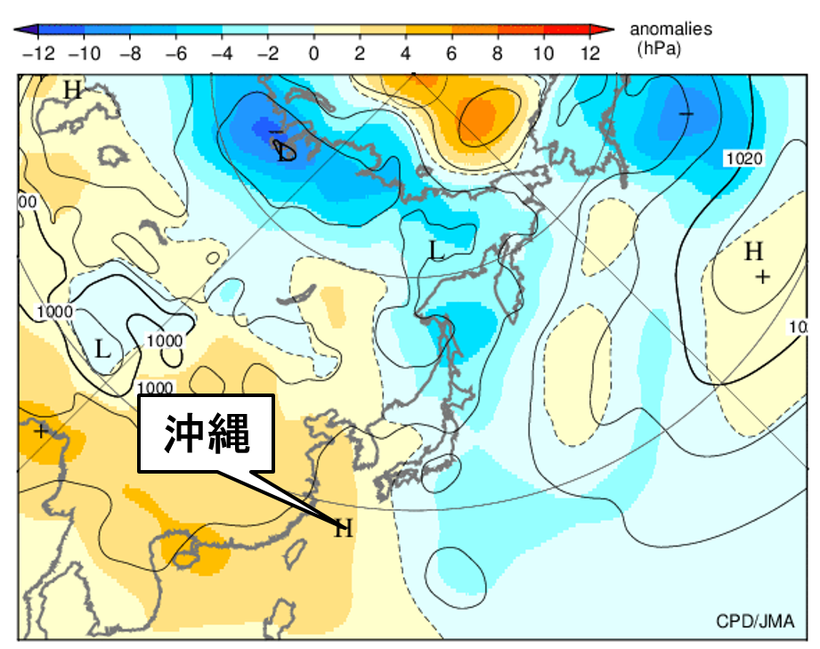 2007年7月下旬の海面気圧