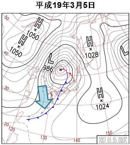 地上天気図（平成19年3月5日）