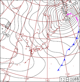 ２０１８年２月１２日９時の天気図