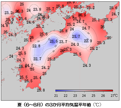 夏の３か月平均気温平年値