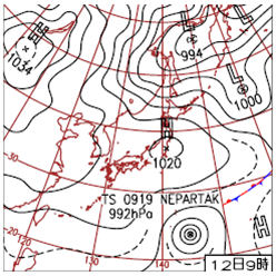 Weather chart at 00UTC, 12 October 2009