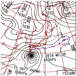 Weather chart at 00UTC, 7 October 2009