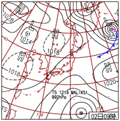 Weather chart at 00UTC, 2 October 2012
