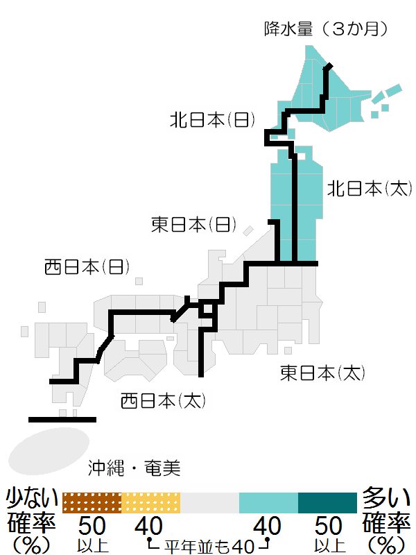 気象庁3か月予報 降水量画像