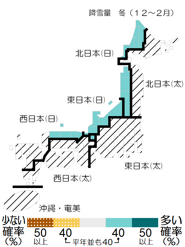 冬の天候見通し 降雪量画像