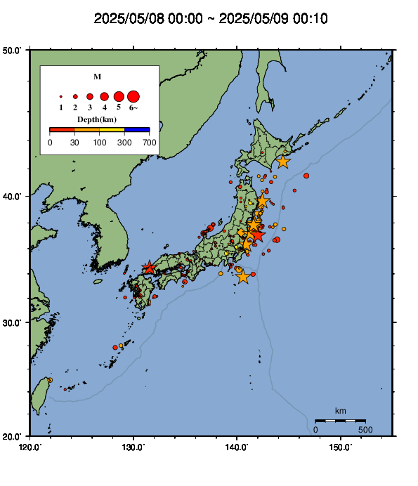 震源分布図