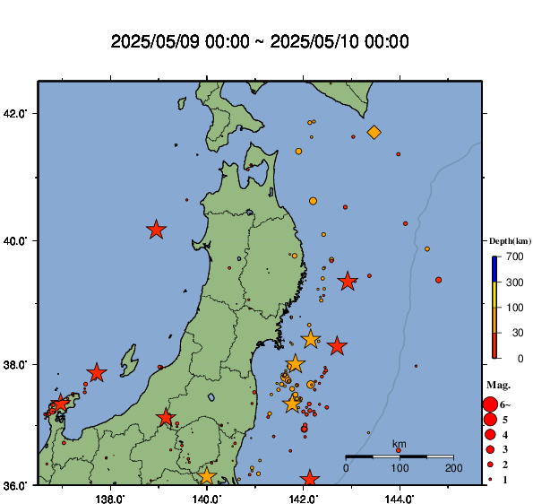 震源分布図
