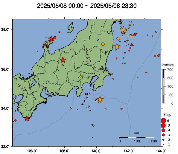 震源分布図