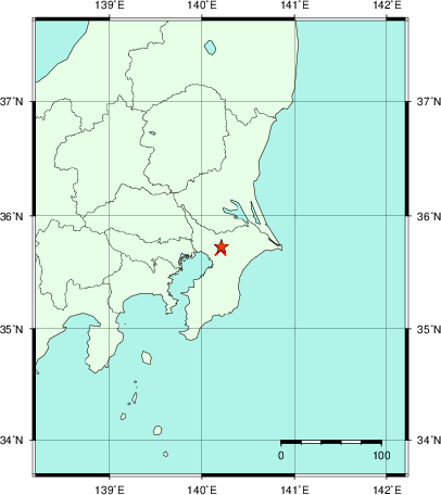 推定した震源の位置