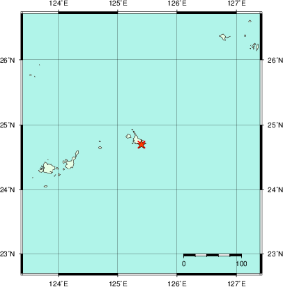 推定した震源の位置