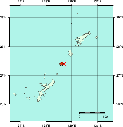推定した震源の位置