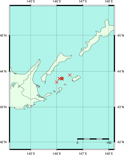 推定した震源の位置
