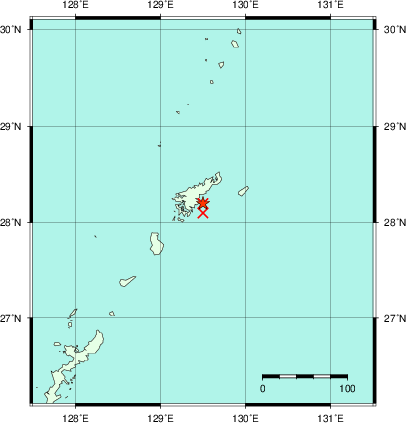 推定した震源の位置