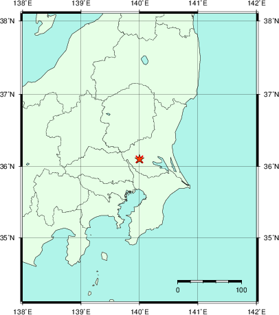 推定した震源の位置