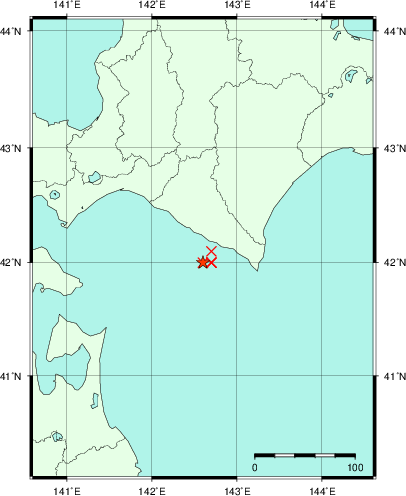 推定した震源の位置