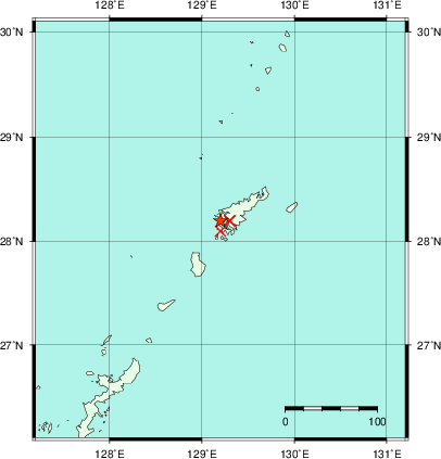 推定した震源の位置