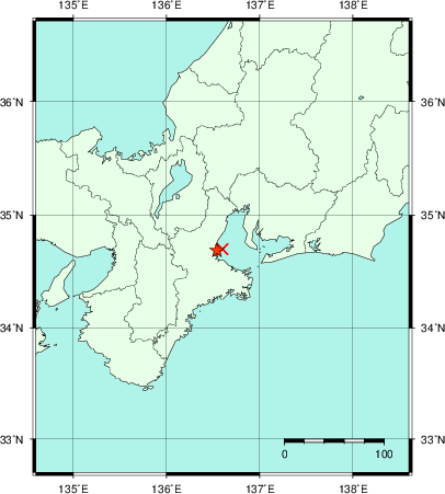 推定した震源の位置